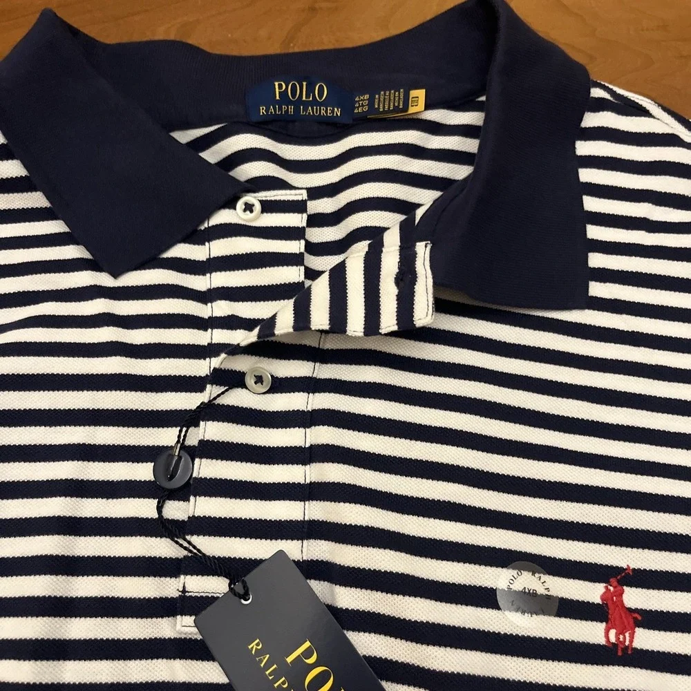 Polo Ralph Lauren Shirt Men's 4XB Blue Stripe Blue White Cotton Classic Fit $125